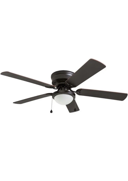 Harbor Breeze Armitage 52-in Black Indoor Flush Mount Ceiling Fan with Light (5-Blade)